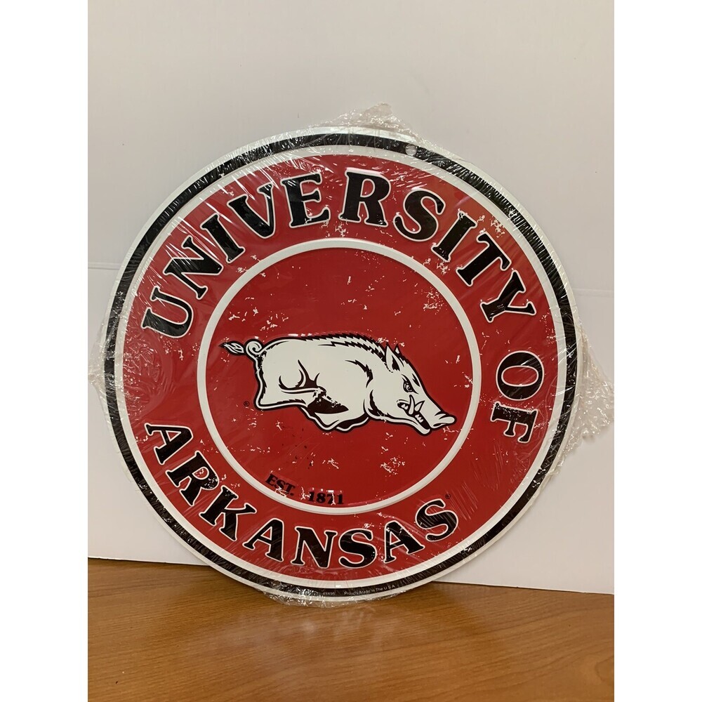University of Arkansas Razorbacks Round Metal Sign 12"